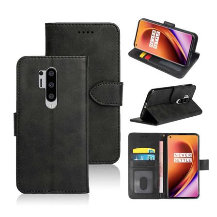 Oneplus 8 Pro Plånboksfodral Läder Skinn Fodral Svart Svart