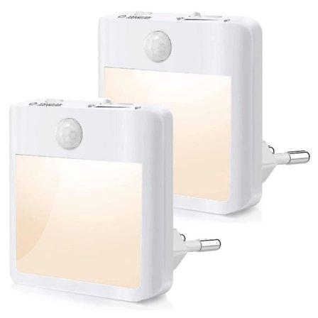 2 st Nattlampa med Rörelsesensor, Automatisk/På/Av, Nattlampa för Barn 4000K Naturligt Vitt, Självhäftande Garderobslampa, Trappor, Kök