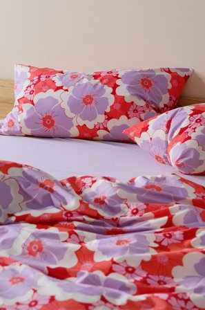 Jotex - Putetrekk 50x90 Cm Økologisk Rød/lilla - FRIDA - Kjøp Putevar hos Jotex