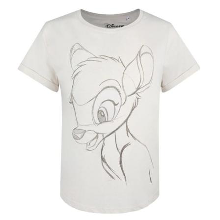 Bambi Dam/dam Sketch T-shirt M Vintage Vit/grå