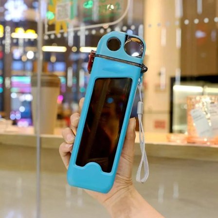 350 ml Kvadratisk Vattenflaska med Sugrör Bärbar Plastvattenkopp med Tidsmarkering Utomhus Sport Fitness Kanna Dryck