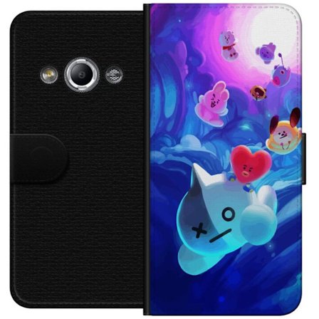Yhteensopiva Lompakkokotelo Samsung Galaxy Xcover 3 BT21-hahmot leijuvat läpi taianomaisen sinisen universumin, joka on täynnä pyöriviä valoja, e