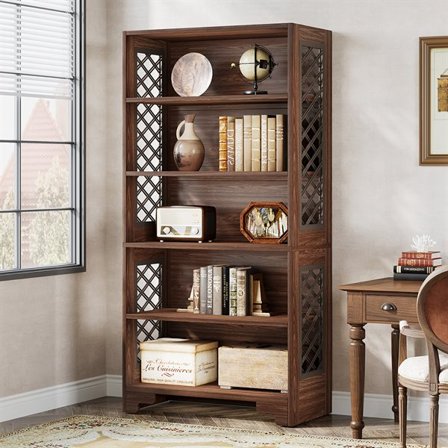 Bokhylle i tre med 5 hyller 180x80cm - Brun