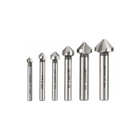 6 st sänkskruvar, sänkskruvar, metall sänkskruvar borr HSS höghastighetsstål 6,3/8,3/10,4/12,4/16,5/20,5mm