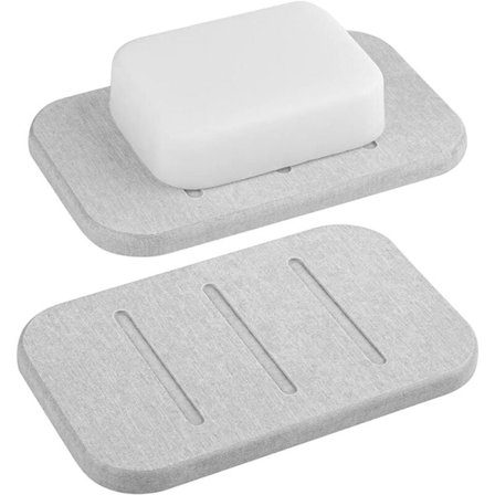 Pakke med Diatomitt Såpeskål, Hurtigtørkende Såpebeskytter, Såpeholder for Badekar Dusj, Selvtørkende Såpebeholder (Grå)