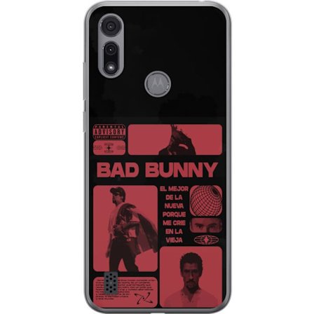 Kompatibelt Mobildeksel til Motorola Moto E6i Bad Bunny NFL-inspirert skjoldlogo med amerikansk fotball og stjerner