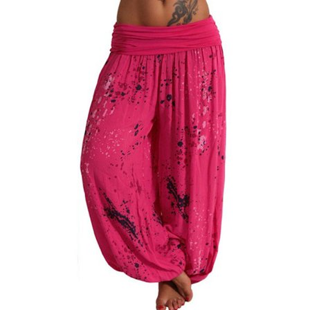 Kvinnor Boho Harem Pants Yoga Casual Baggy Hareem Byxa rose red