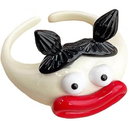 Tegneserie Morsom Stor Munn Ring For Kvinner Jenter Åpen Fargerik Design Pers