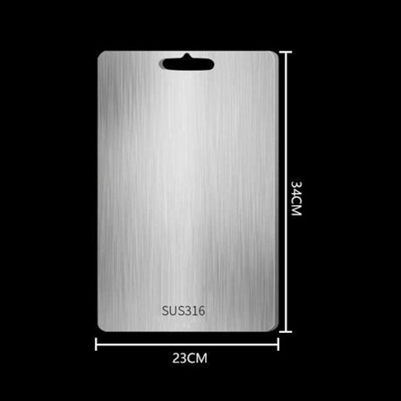 34x23cm-Förtjockad Antibakteriell och Svampdödande Skärbräda i Rostfritt Stål för Hemmakök Knådningsbord