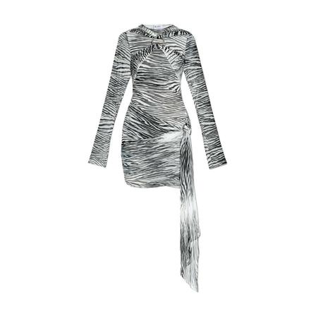 The Attico, ‘Fran’ dress with animal motif Zwart, Dames, Maat:XS