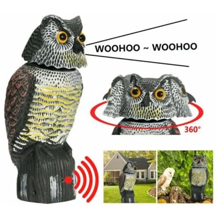 Realistisk Fugleskræmmer Roterende Hoved Lyd Ugle Prowler Lokkedue Afskrækningsmiddel Skadedyrsbekæmpelse Fugleskræmsel Have Gård Flyt..