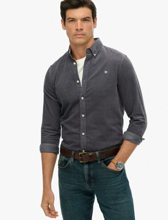 Superdry Classic Needle Cord Shirt - Navy - M
