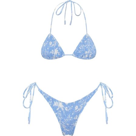 Kvinnors Triangel Bikini String Baddräkt Tryck Tie Smocked Ruched Tvådelad Baddräkt Set