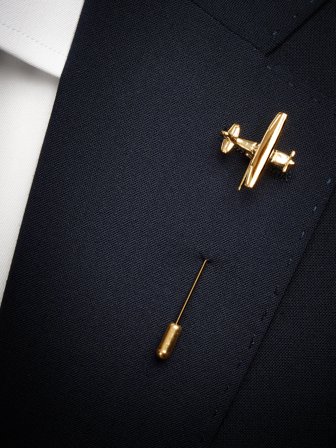 John Henric Herr Guld Lapel Pin Flygplan Storlek Onesize