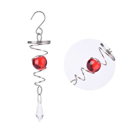 Nordisk Stil Rustfritt Stål Vindspill med Kule, Roterende Spiral, Livslengdesymbol, Uteplassdekor Rød A4