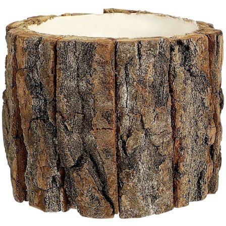 Blomsterpotte i træ, naturlig træbark, blomsterspand, tønde, plantekasse, rustik beholder, haveindretning til hjemmet