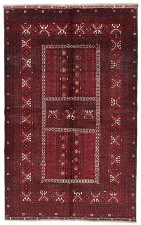 Kunduz Teppich 160X249 Schwarz/Dunkelrot Wolle, Afghanistan