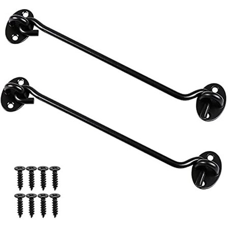 2-pack 10-tums krok och öglelås, rostfritt stål skjul lås stuga krokar utanför metalldörr titta grindlås med monteringsskruvar för dörr grind fönster