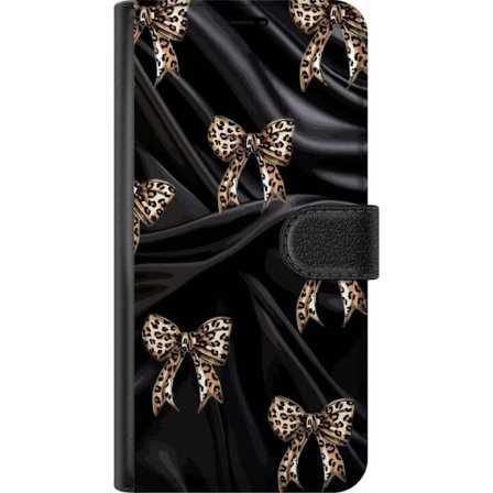 Kompatibelt Lommeboketui til Nothing Phone (3a) Leopardmønstrede sløyfer på svart silkebakgrunn, luksuriøst mønster med glamour, eksklusiv stil o