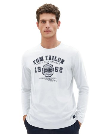 Tom Tailor Printed Longsleeve - White - XXL