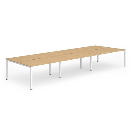 Bench desk EVOLVE, 6 person, 3600x1600 mm, beech-white