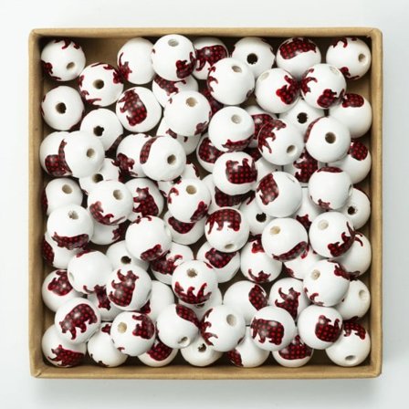 20 stykker Rød Trykt Jule Tre Elg Tre perler Gjør-det-selv Tilpasset Dekorasjon Mote Håndverk