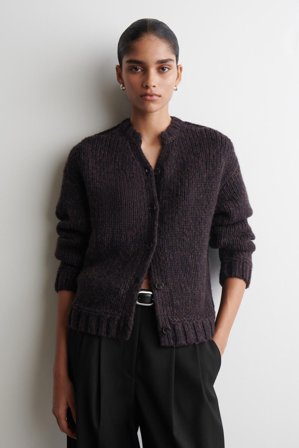 COS Femme Cardigan Épais En Laine-Alpaga Mouchetée in Marron