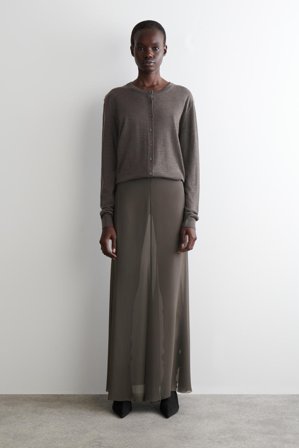 COS Women's Sheer Maxi Skirt in Grey