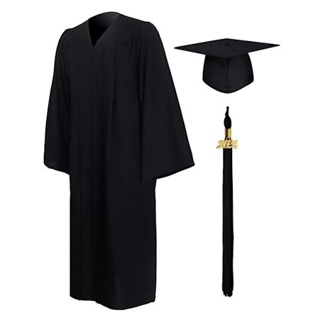 2025 Universitets Graduation Kjole Og Mortarboard Hatt Sett Med Bling