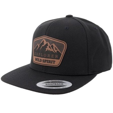 Wild Spirit - Svart snapback Keps - Mountain Explorer Brown Patch Wide Black/Black Snapback @ Hatstore