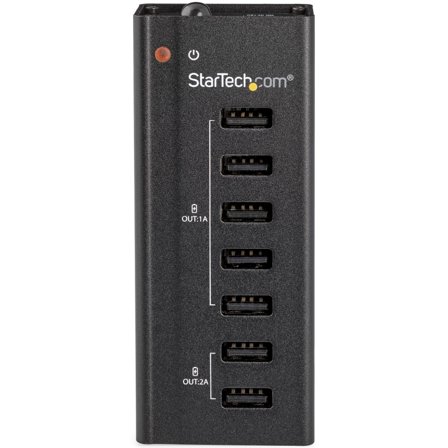 StarTech 7 Port USB Charging Station with 5x 1A Ports and 2x 2A Ports ladestripe - + AC-strømadapter - USB
