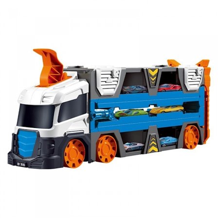 Biltransportør lastbil legetøjssæt, Mega Hauler Carrier Trucks med udstødningsracerspor til 4 5 6 7 8 år gamle børn drenge gave