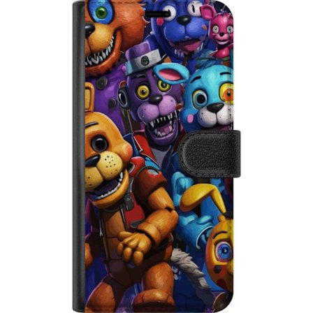 Kompatibelt Plånboksfodral till OnePlus OnePlus 12R Färgstarka animatroniska figurer inspirerade av Five Nights at Freddy’s, intensiv blick, neonl
