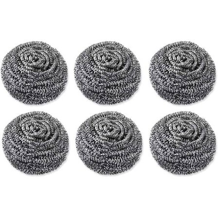 Rostfria skrapsvampar, skursvampar - 6-pack, W