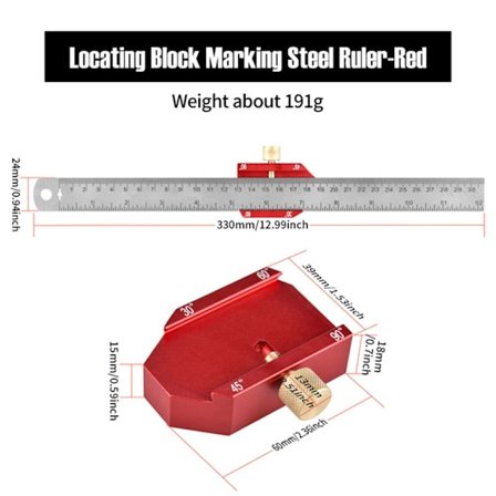 Viivain Asemointi Block Puuntyöstö metalli Viivain PUNAINEN