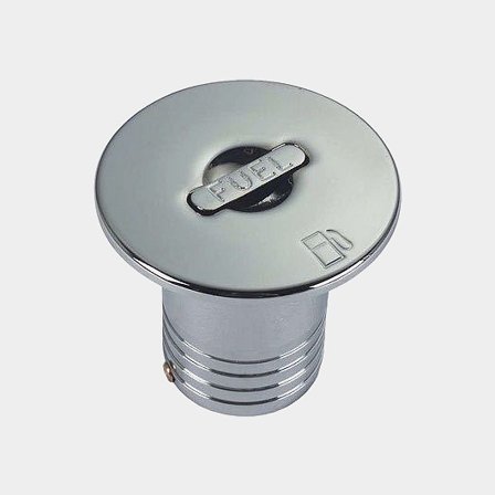 Deck filler fuel Foresti & Suardi Brass Deck Filler Fuel, ISO 10088, straight, chromed brass & stainless steel cap, for Ø38 mm hose