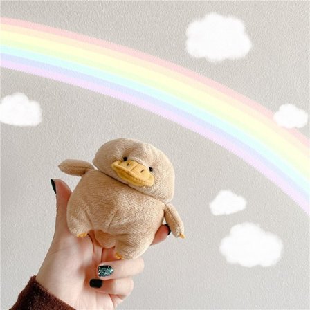 Ny Plysch Höst- och Vinter Söta Anka Hörlursfodral för Apple Air