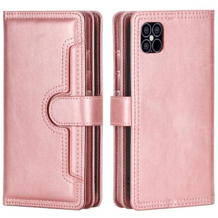 Nahkainen lompakkokotelo useilla korttipaikoilla iPhone 13 Miniin, ruusukulta