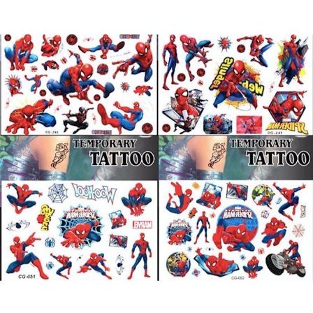 Spiderman tatoveringer - 4 ark - Barnetatoveringer - Avengers multicolor
