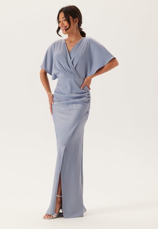 Bubbleroom Occasion Wrap Satin Gown Light blue 42