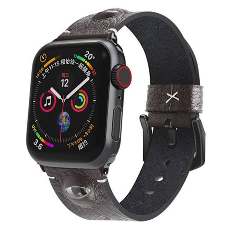 Apple Watch Series 5 / 4 44mm stylish äkta läder klockarmband - mörklila