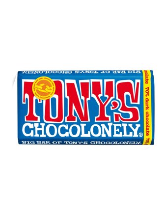 Tony's Chocolonely Fairtrade dark chocolate with at least 70% cacao solids. 0.24kg