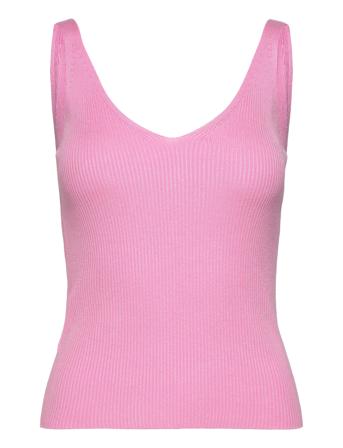 V-Neck Knitted Top T-shirts & Tops Sleeveless Rosa Mango*Betinget Tilbud