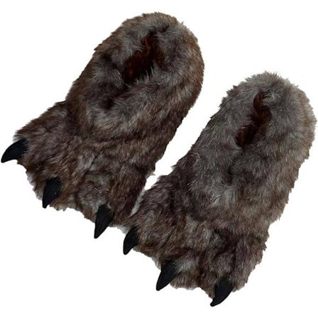 Søde plys hjemmesko til mænd i brun med klo