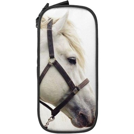 Dobbelt Lag Penalhus Smuk Hest Hvid Holdbar Sort Penalhus Stor Kapacitet Papirvarer Opbevaringsboks til Piger Drenge9479