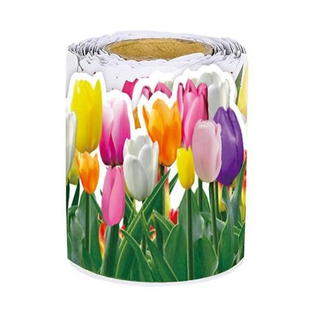 1 Rull Tulipan Blomst Trim Kant 20m Floral Oppslagstavle Kant for Skole Klasserom Tavle Dekor