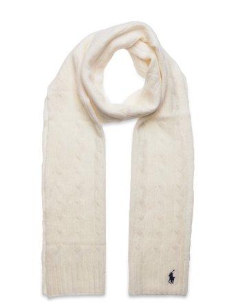 Polo Ralph Lauren Cable-Knit Wool-Cashmere Scarf - Cream - ONE SIZE