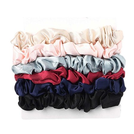 6-pack scrunchies hår noder sort blå rød