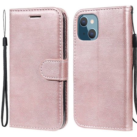 iPhone 13 Mini - Solid Läder Fodral - Roséguld