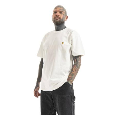 Carhartt Wip, Koszulka męska Carhartt WIP S/S Chase T-Shirt I026391 Wax/Gold XXL Biały, Mężczyzna, Rozmiar: S